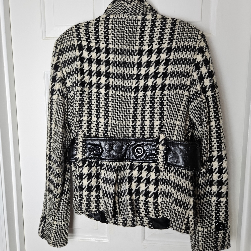 BARAMI Classic Houndstooth Black/White Women Jacket Size 12 - Picture 2 of 13